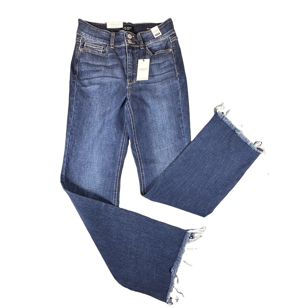 Judy Blue Jeans Women 11/30 Boot Cut High Rise Frayed Hem Stretch 30x32 Boho New - Picture 3 of 13